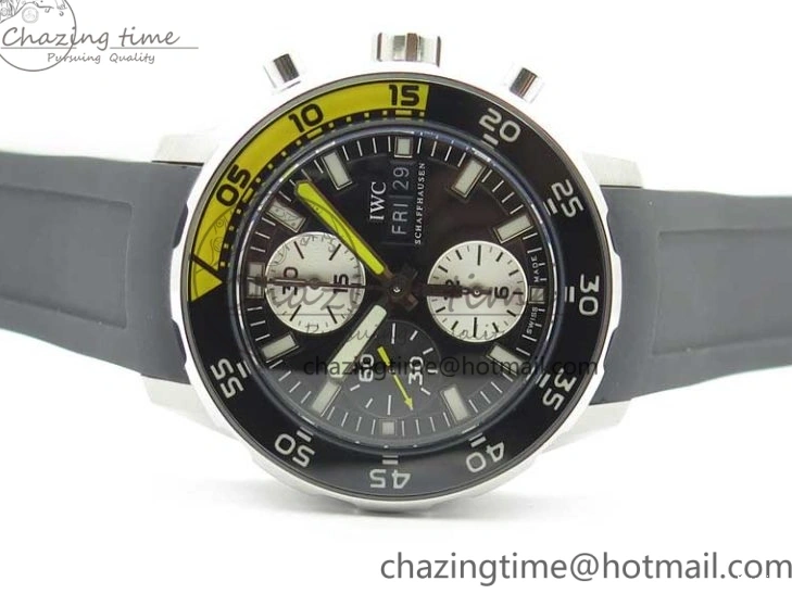 MIROTIME 0117 Aquatimer Chrono IW376702 SS BLS 1:1 Best Edition Black Dial on Black Rubber Strap A WellDesigned 7105